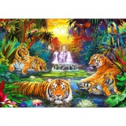 Preisvergleich für Puzzle: Bluebird Puzzle Family at the Jungle Pool 1000 Teile Puzzle Bluebird-Puzzle-70155