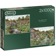 Preisvergleich für Puzzle: Falcon 2 Puzzles - Village Life 1000 Teile Puzzle Jumbo-11216