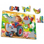 Preisvergleich für Puzzle: Rahmen-Puzzle, 15 Teile, 36x28 cm, Bauernhof-Kind mit Traktor