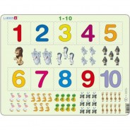 Preisvergleich für Puzzle: Larsen Rahmenpuzzle - Mathematik: Die Zahlen von 1 bis 10 10 Teile Puzzle Larsen-AR3
