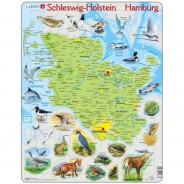 Preisvergleich für Puzzle: Rahmen-Puzzle, 53 Teile, 36x28 cm, Karte Schleswig-Holstein / Hamburg