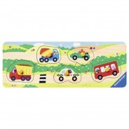 Preisvergleich für Kleinkindspielzeug: Holz-Puzzle, 5 Teile, 24x9 cm, Allererste Fahrzeuge
