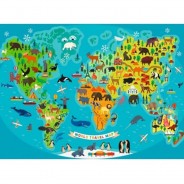 Preisvergleich für Puzzle: Tierische Weltkarte