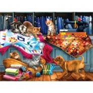 Preisvergleich für Puzzle: SunsOut Tom Wood - Quilting Room Mischief 1000 Teile Puzzle Sunsout-28874