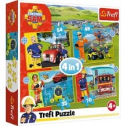 Preisvergleich für Puzzle: 4 in 1 Puzzle Mutiger Feuerwehrmann Sam, 35/48/54/70 Teile