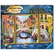 Preisvergleich für Malen & Zeichnen: Malen nach Zahlen Premium Triptychon, 80x50 cm, mit Bilderfirnis, Verträumtes Venedig