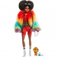 Preisvergleich für Spielzeug: Barbie Extra Puppe mit Afro und Regenbogen-Jacke