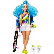 Preisvergleich für Spielzeug: Barbie Extra Puppe mit blauen Haaren u. Skateboard