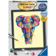 Preisvergleich für Malen & Zeichnen: Malen nach Zahlen , 24x30 cm, mit farbigen Motivlinien, Bunter Elefant